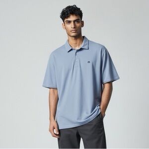 Travis Mathew Light Blue Cotton Blend Short Sleeve Polo Shirt - Size Large